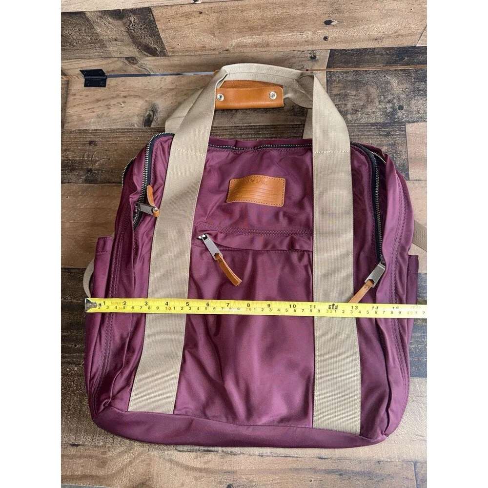 Jack Spade Mens Pilot Nylon Lift Pack Maroon Leather Weekend